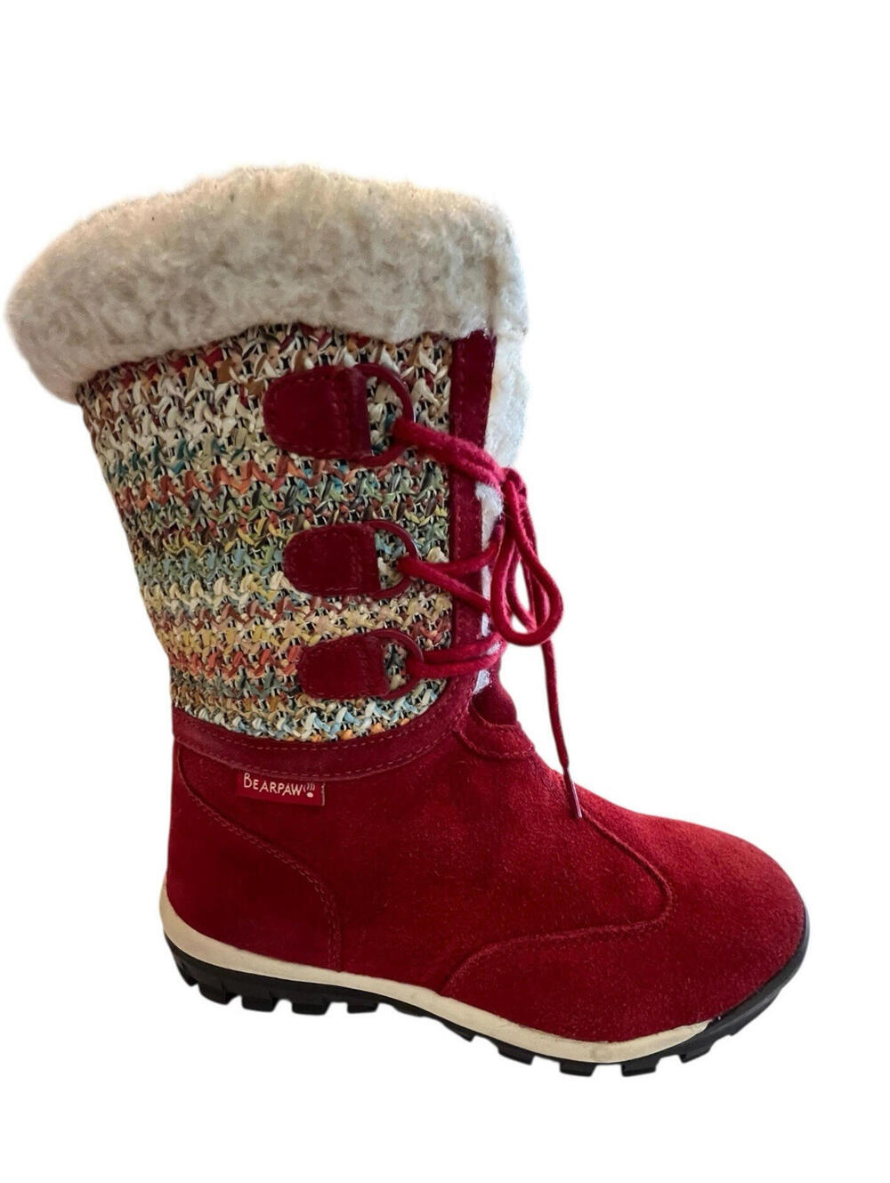 Bearpaw Snow Boot Red Suede Sheepskin Womens Ophelia Size 9 2624.17